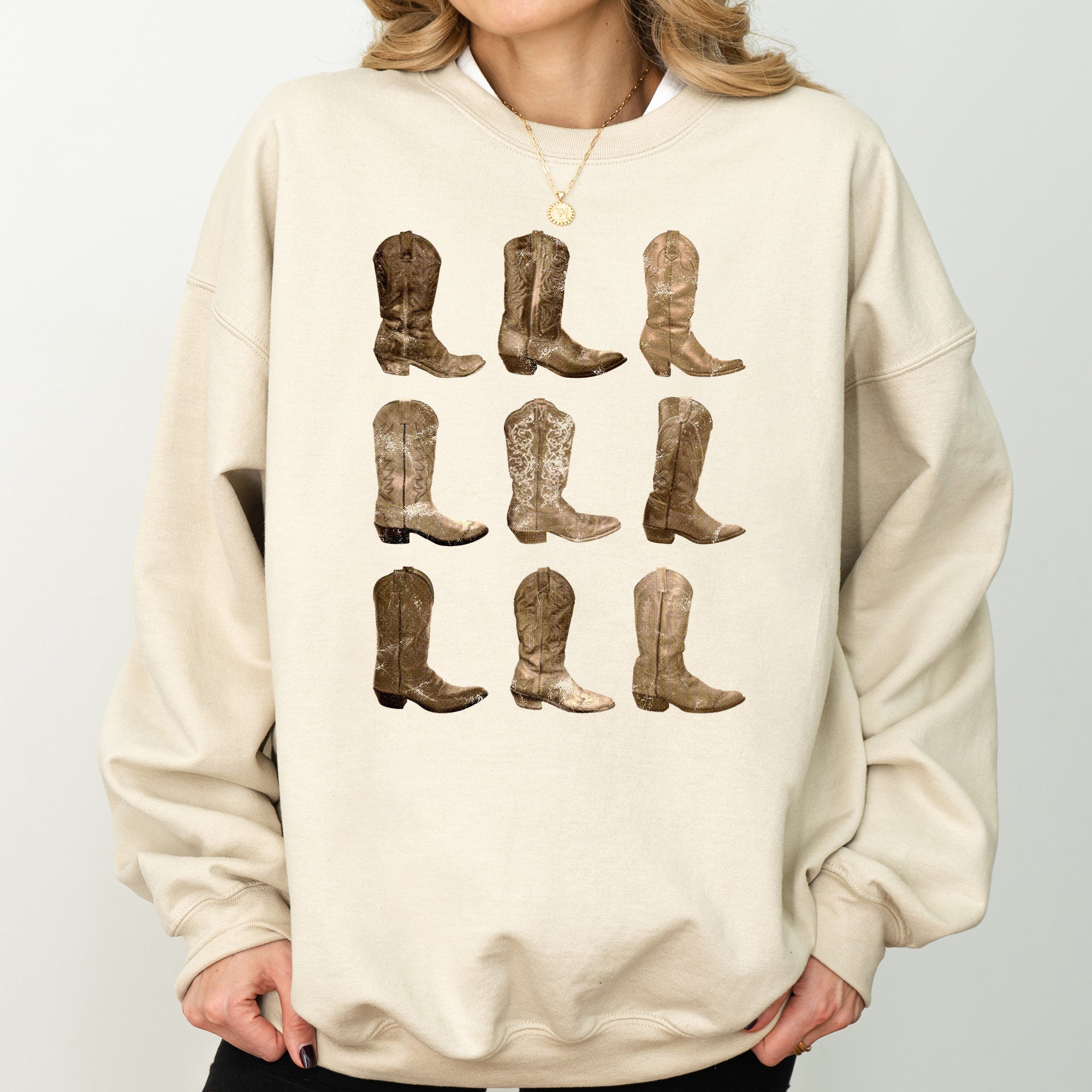 Cowboy Boots Western Retro Vintage Country Western Frontier Rustic Heritage Graphic Sweatshirt