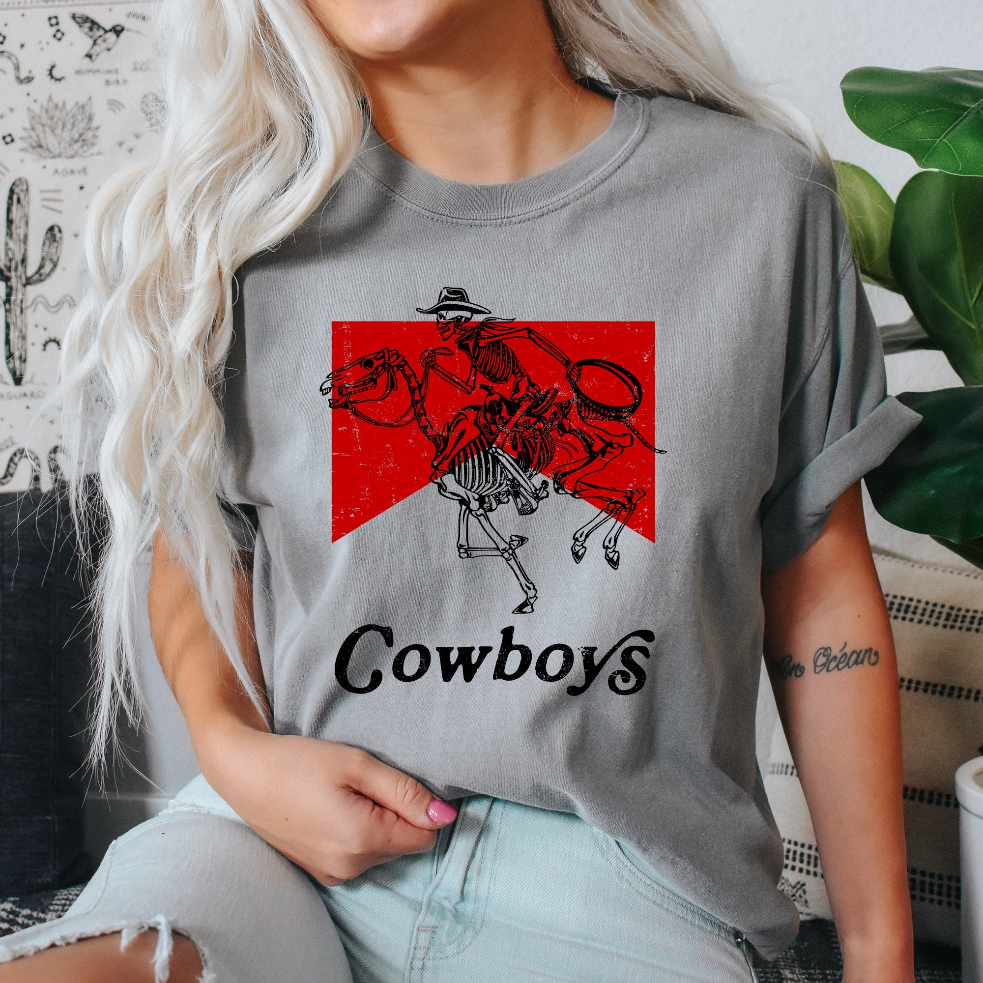 Cowboy Killer Skeleton Horse Cowgirl Western Rodeo Theme Vintage Western Style Comfort Colors Tee