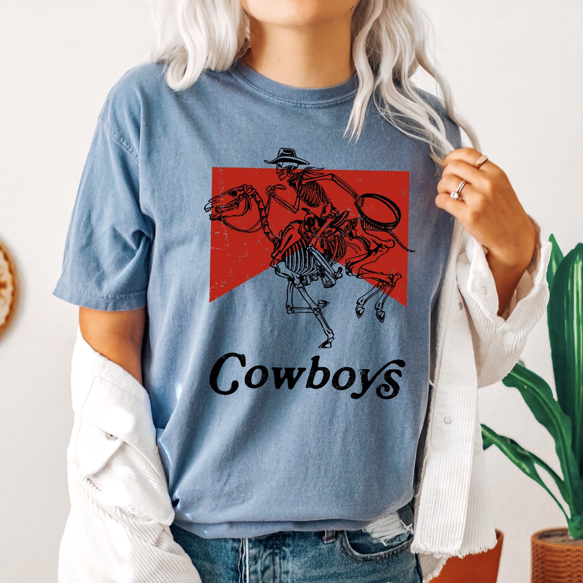 Cowboy Killer Skeleton Horse Cowgirl Western Rodeo Theme Vintage Western Style Comfort Colors Tee