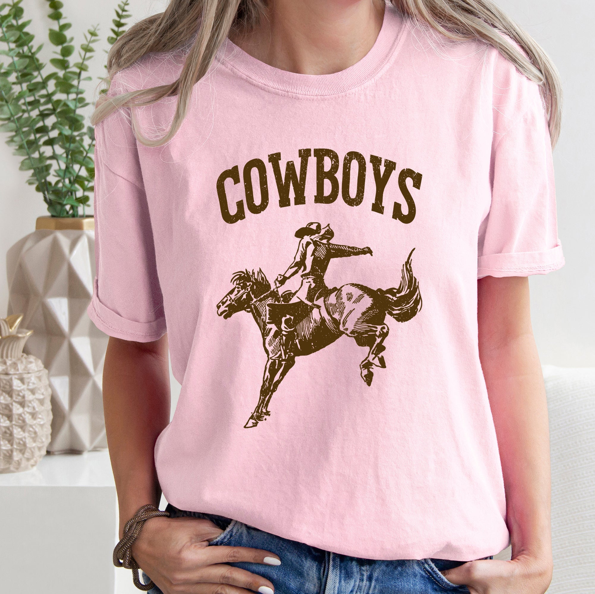 Cowboys Bronco Rider Western Horse Vintage Silhouette Graphic Scene Comfort Colors Tee