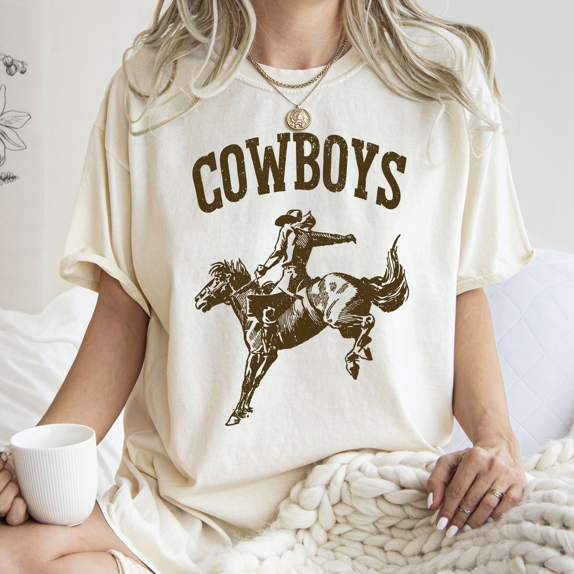 Cowboys Bronco Rider Western Horse Vintage Silhouette Graphic Scene Comfort Colors Tee