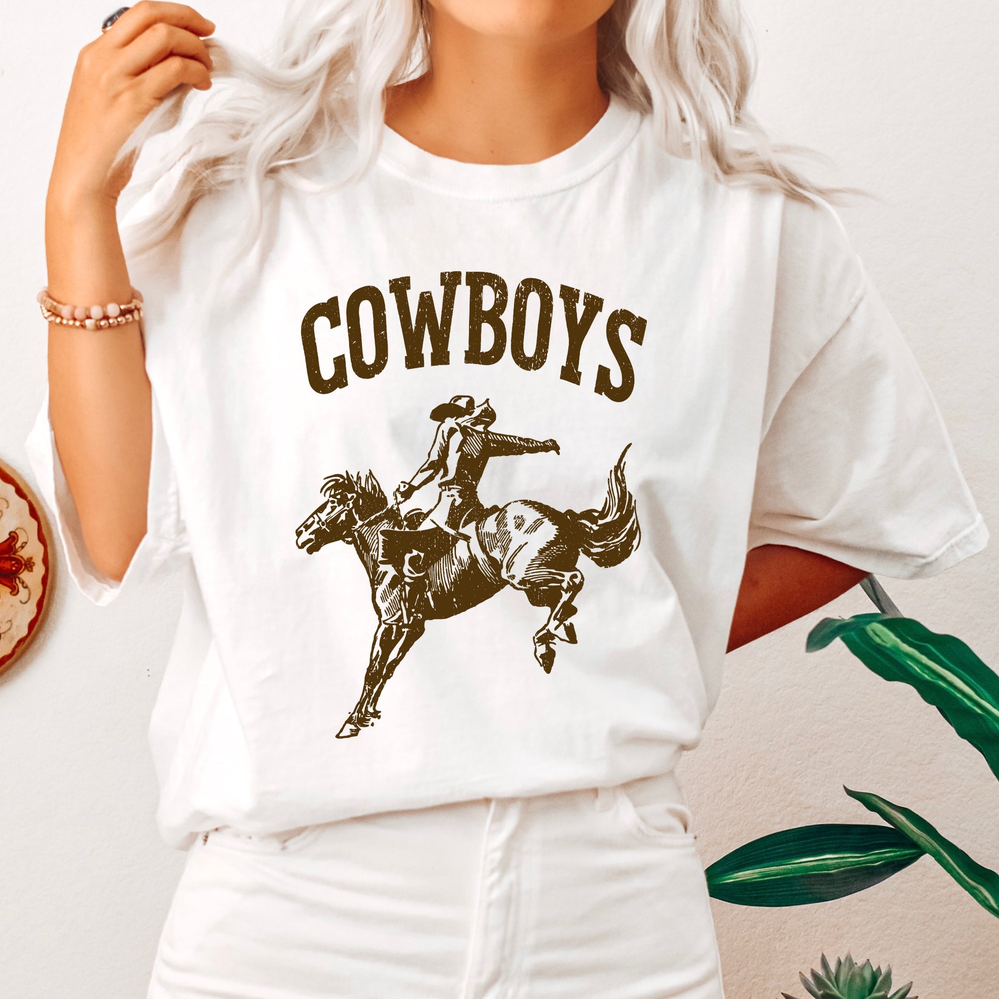 Cowboys Bronco Rider Western Horse Vintage Silhouette Graphic Scene Comfort Colors Tee