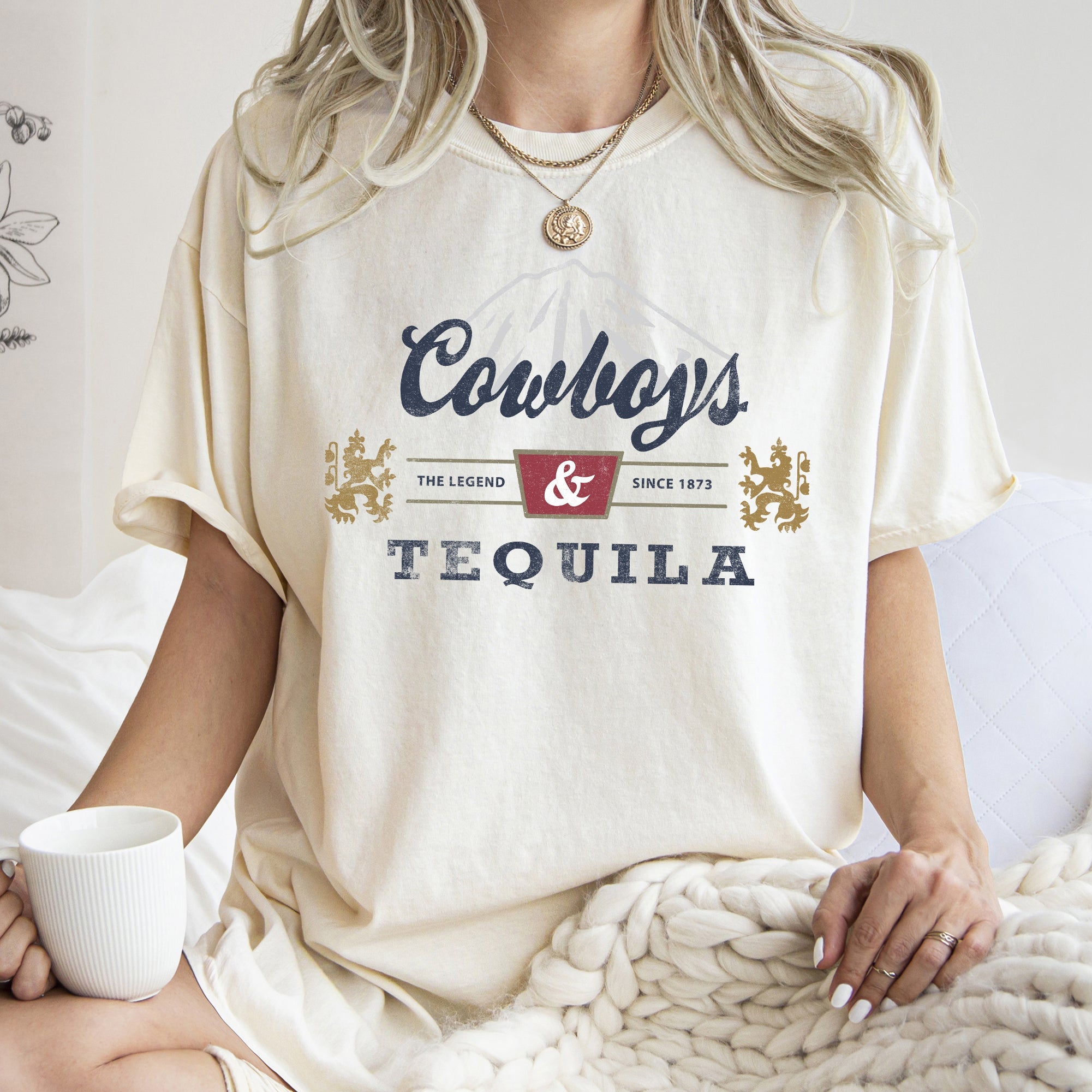 Cowboys And Tequila Western Bar Hop Lifestyle Vintage Distressed Americana Wild West Nights Comfort Colors Tee