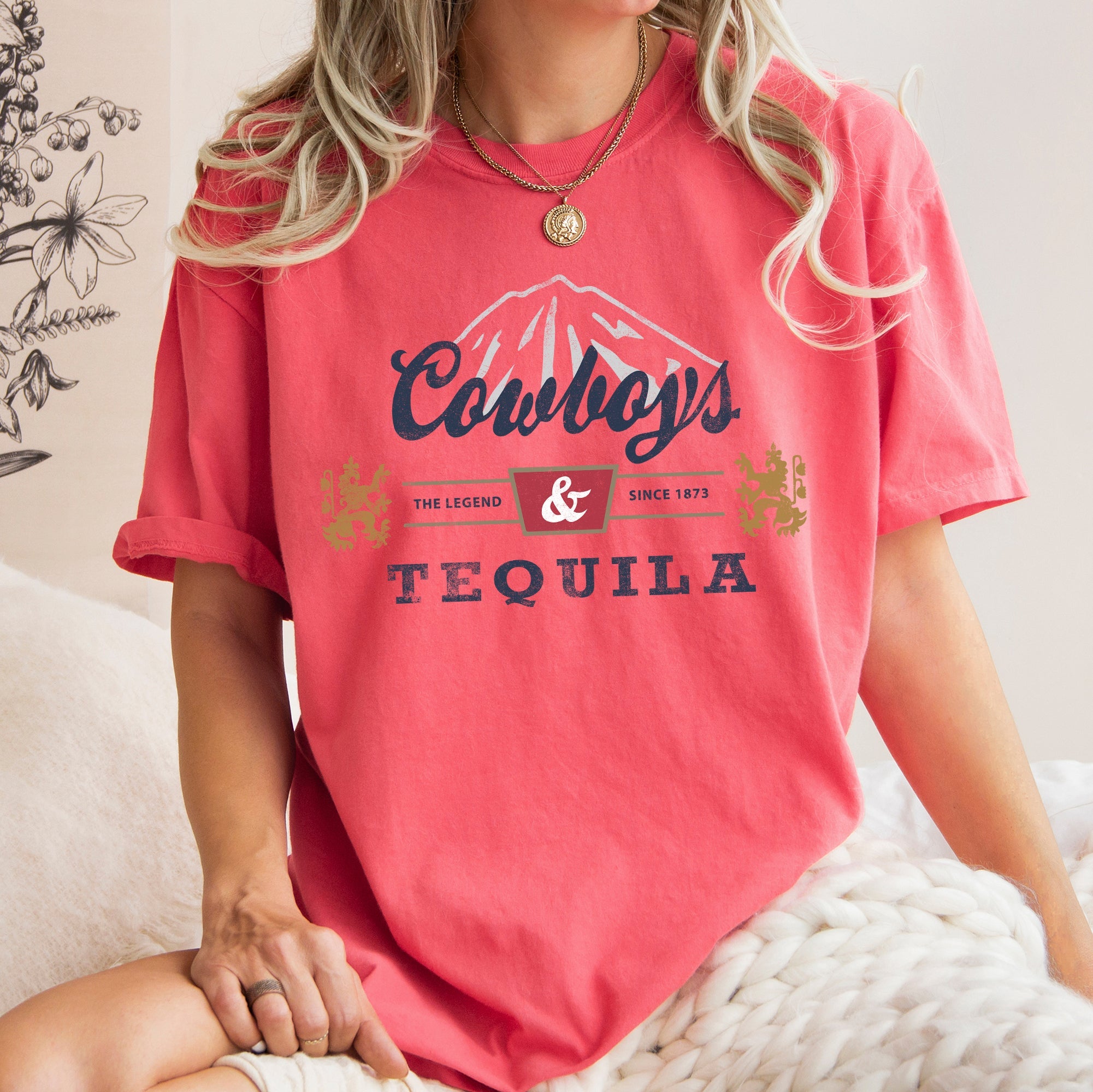 Cowboys And Tequila Western Bar Hop Lifestyle Vintage Distressed Americana Wild West Nights Comfort Colors Tee