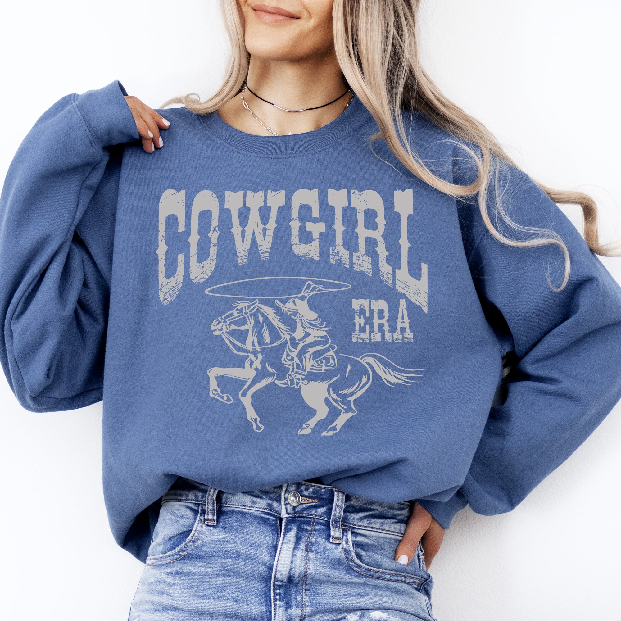 Cowgirl Era Rodeo Western Country Horse Graphic Heritage Inspired Statement Sweatshirt