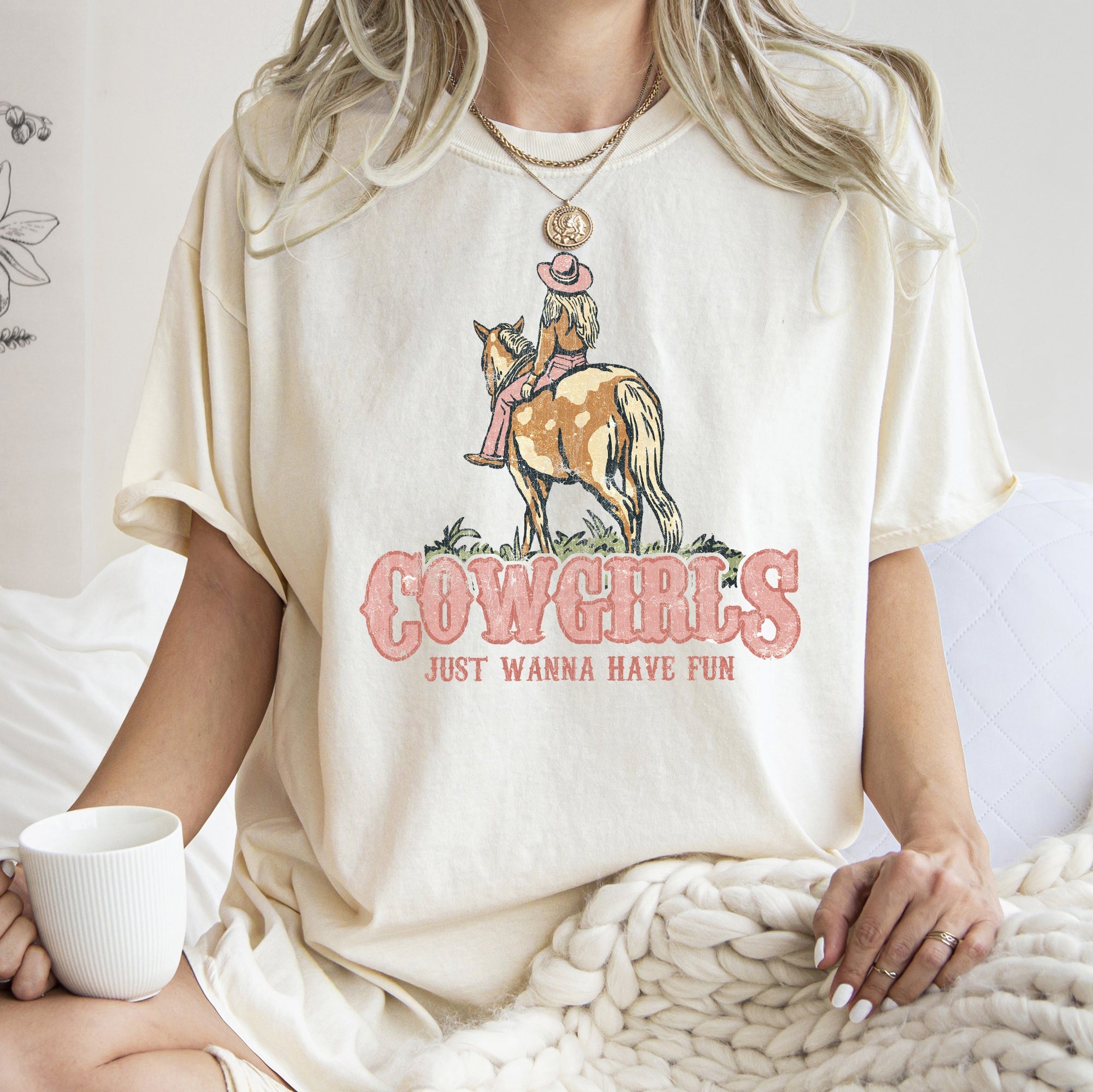 Cowgirl Just Want To Have Fun Horse Western Cowboy Vintage Western Charm Comfort Colors Tee