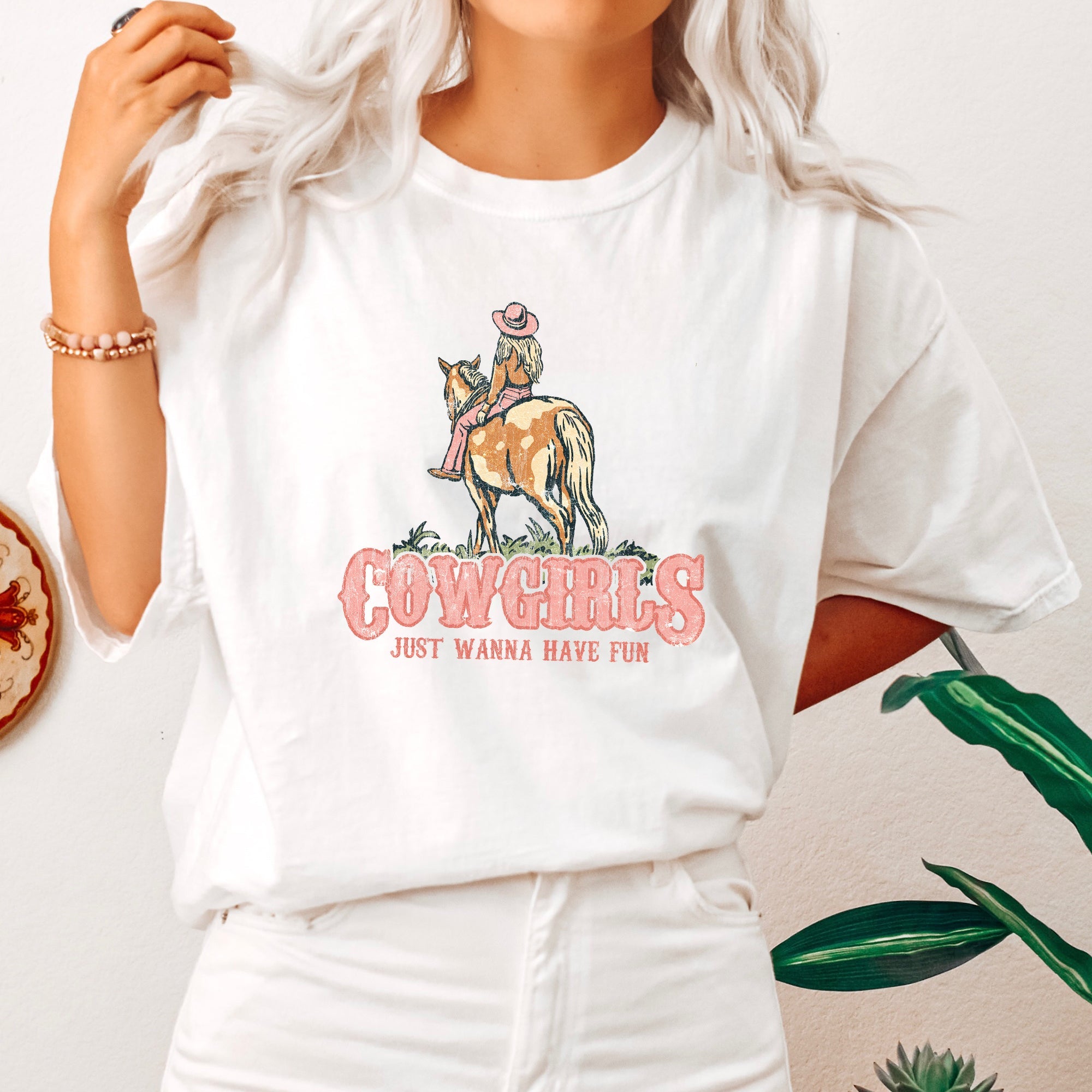 Cowgirl Just Want To Have Fun Horse Western Cowboy Vintage Western Charm Comfort Colors Tee