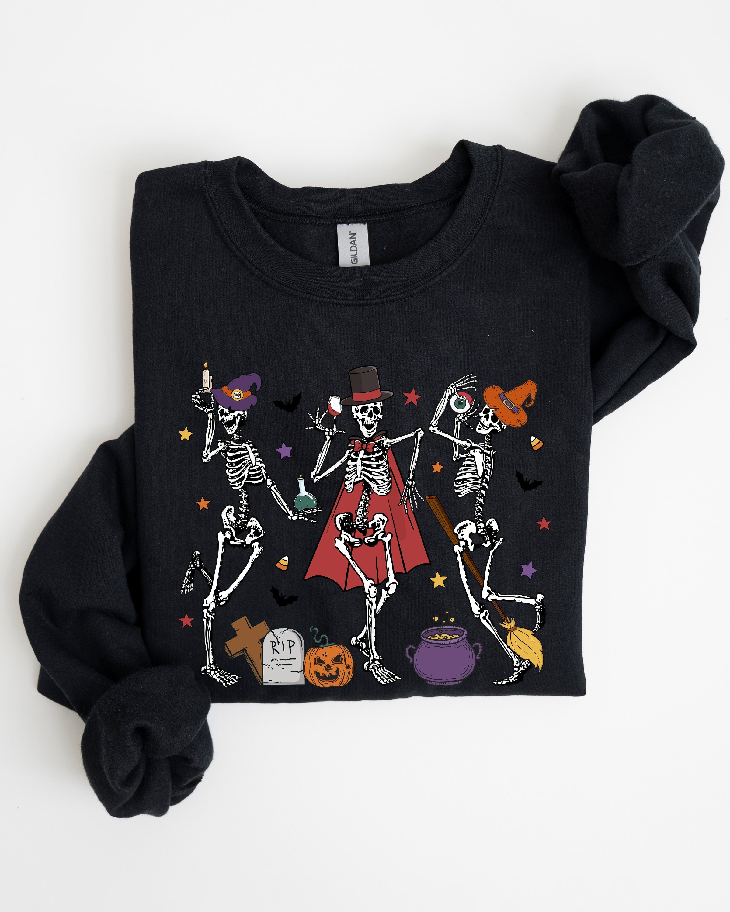 Dancing Skeleton Halloween Party Trick Or Treat Cute Fun Spooky Vibe Collective Sweatshirt