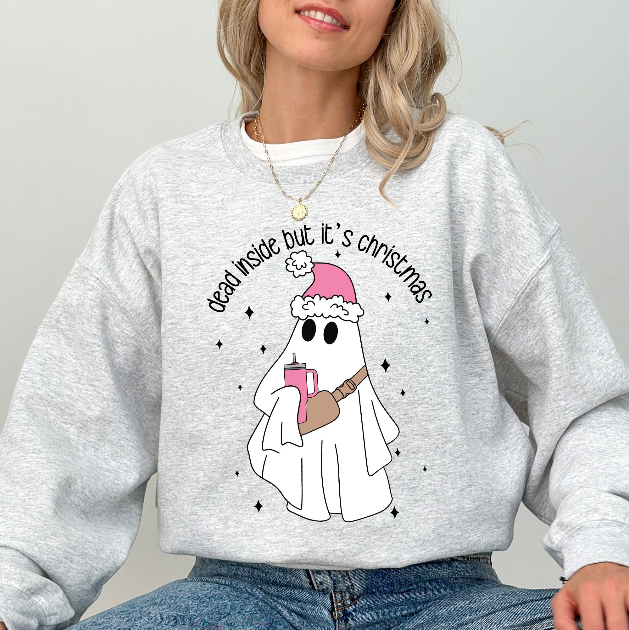 Dead Inside But It's Christmas Ghost Santa Bougie Winter Xmas Holiday Vibes Edition Sweatshirt