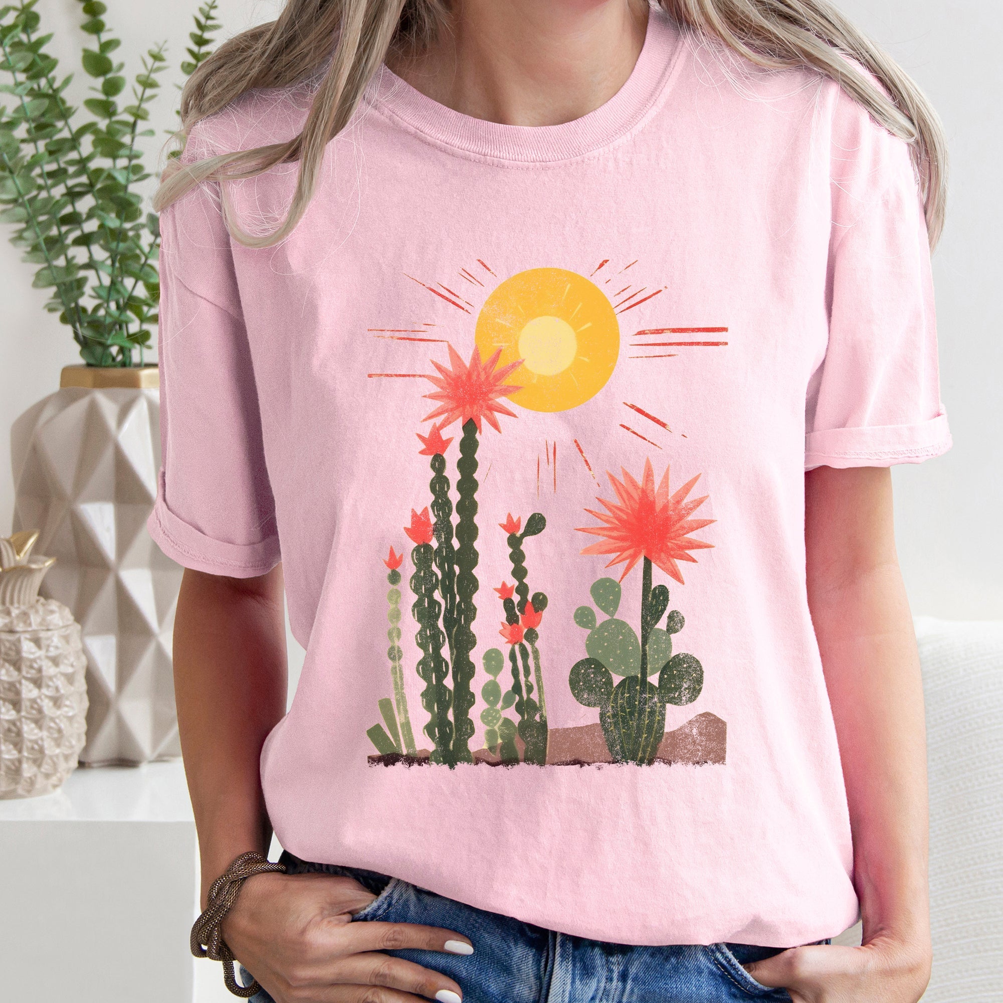 Desert Cactus Sun Succulent Western Plants Vintage Premium Edition Comfort Colors Tee