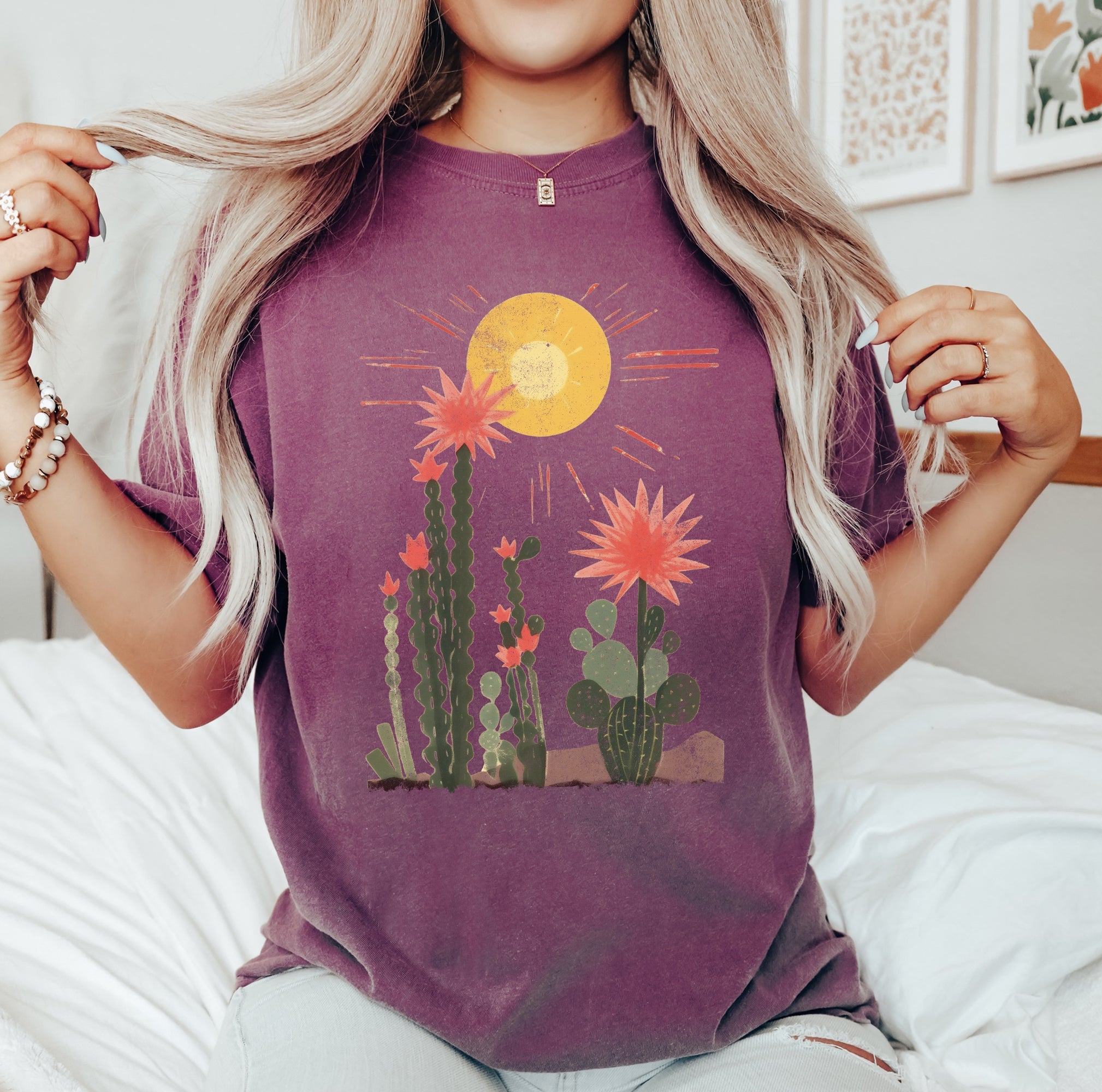 Desert Cactus Sun Succulent Western Plants Vintage Premium Edition Comfort Colors Tee