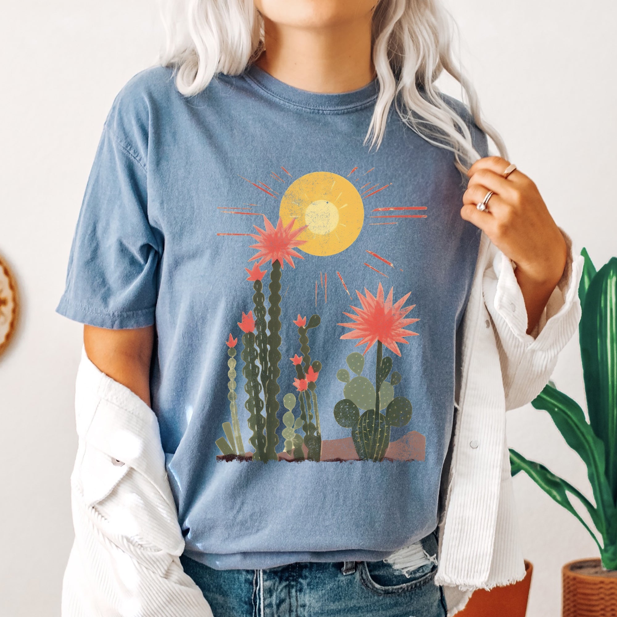 Desert Cactus Sun Succulent Western Plants Vintage Premium Edition Comfort Colors Tee