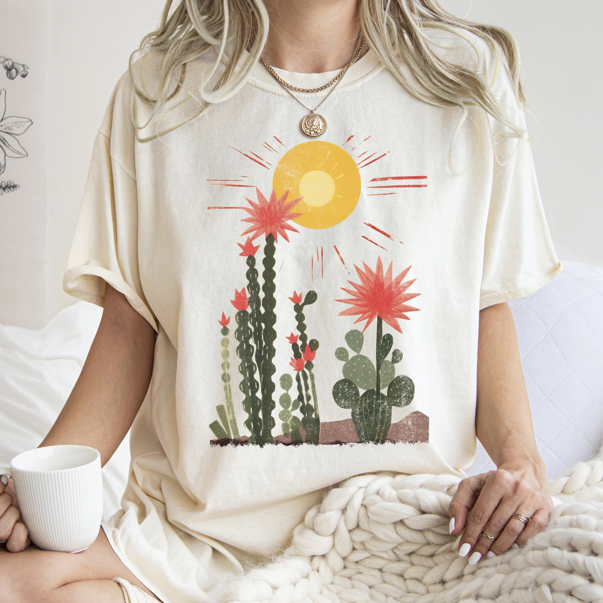 Desert Cactus Sun Succulent Western Plants Vintage Premium Edition Comfort Colors Tee