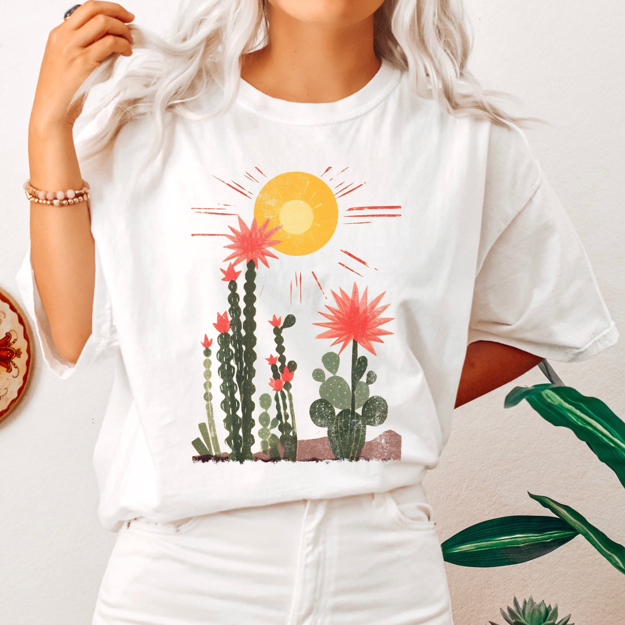 Desert Cactus Sun Succulent Western Plants Vintage Premium Edition Comfort Colors Tee