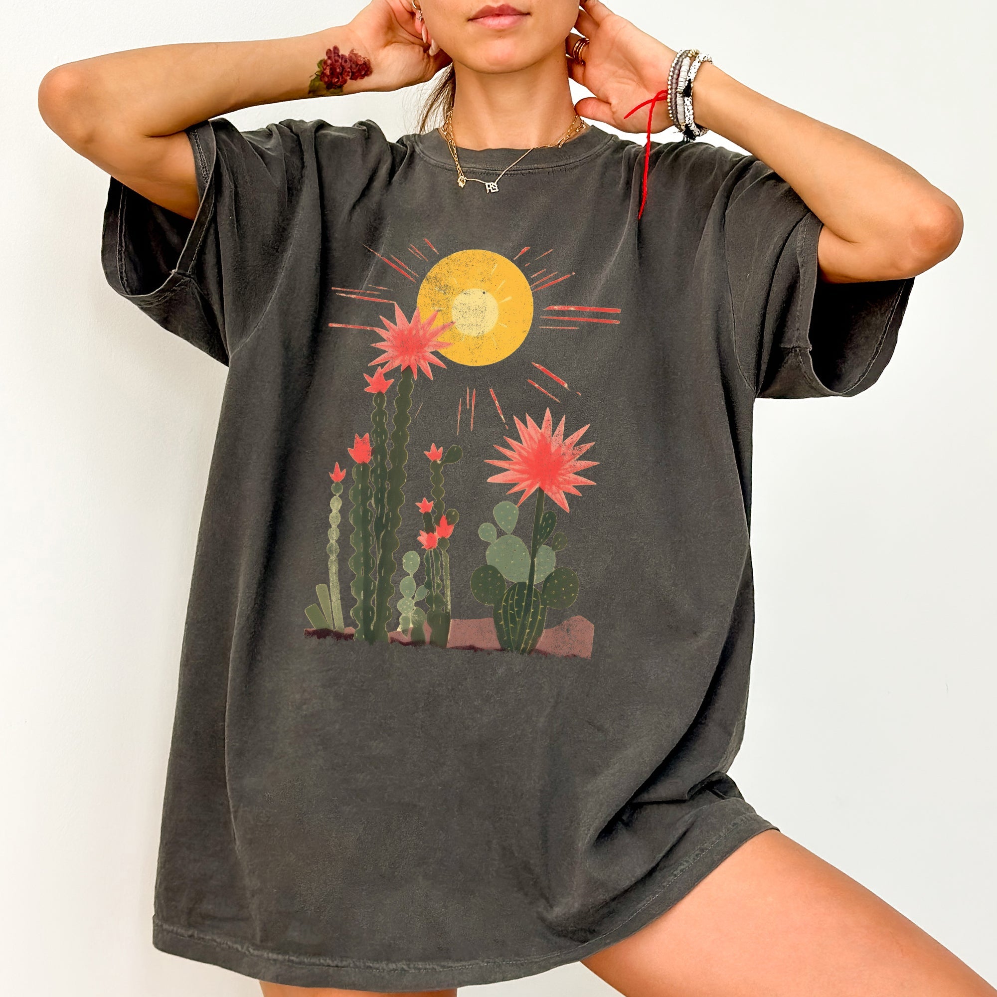 Desert Cactus Sun Succulent Western Plants Vintage Premium Edition Comfort Colors Tee