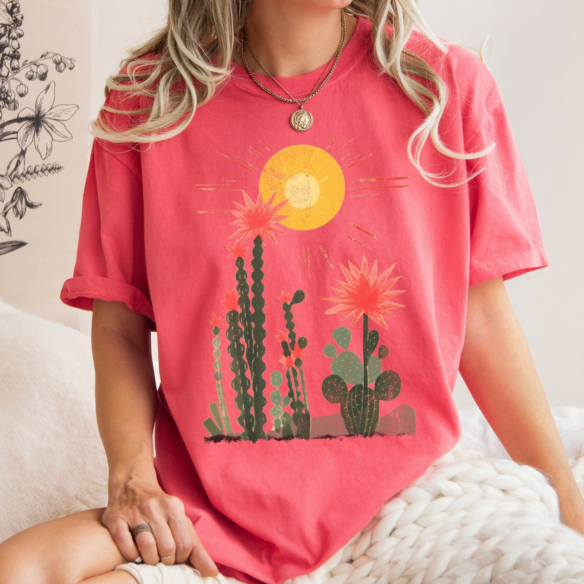Desert Cactus Sun Succulent Western Plants Vintage Premium Edition Comfort Colors Tee