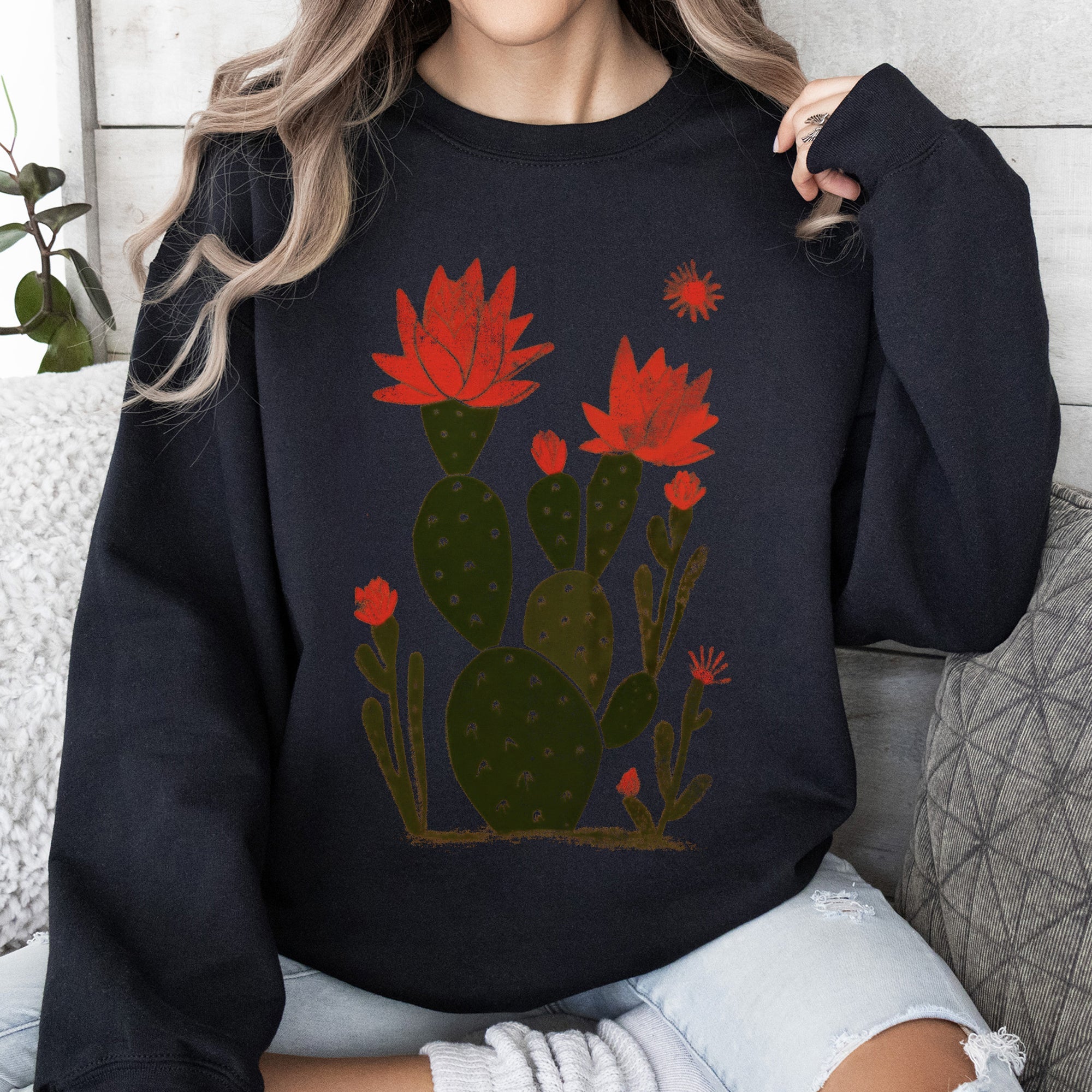 Desert Cactus Succulent Country Western Plants Nature Inspired Artwork Collection Sweatshirt