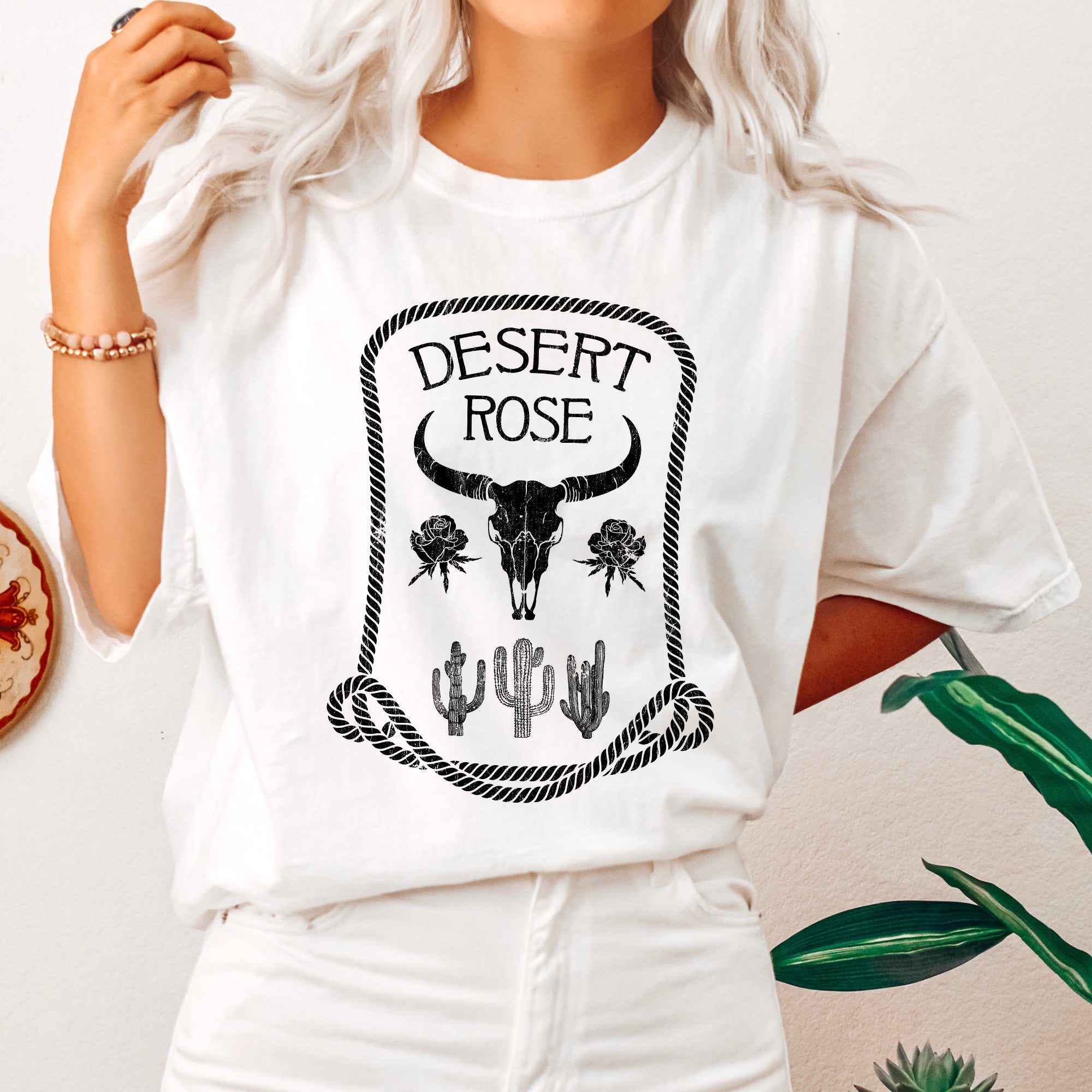 Desert Rose Western Cowgirl Cowboy Floral Sunset Vintage Inspired Comfort Colors Tee