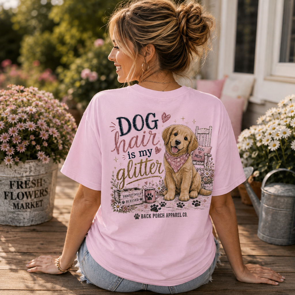 Dog Hair Is My Glitter T-Shirt | Women's Super Soft Ring Spun Cotton Dog Lover Graphic Tee