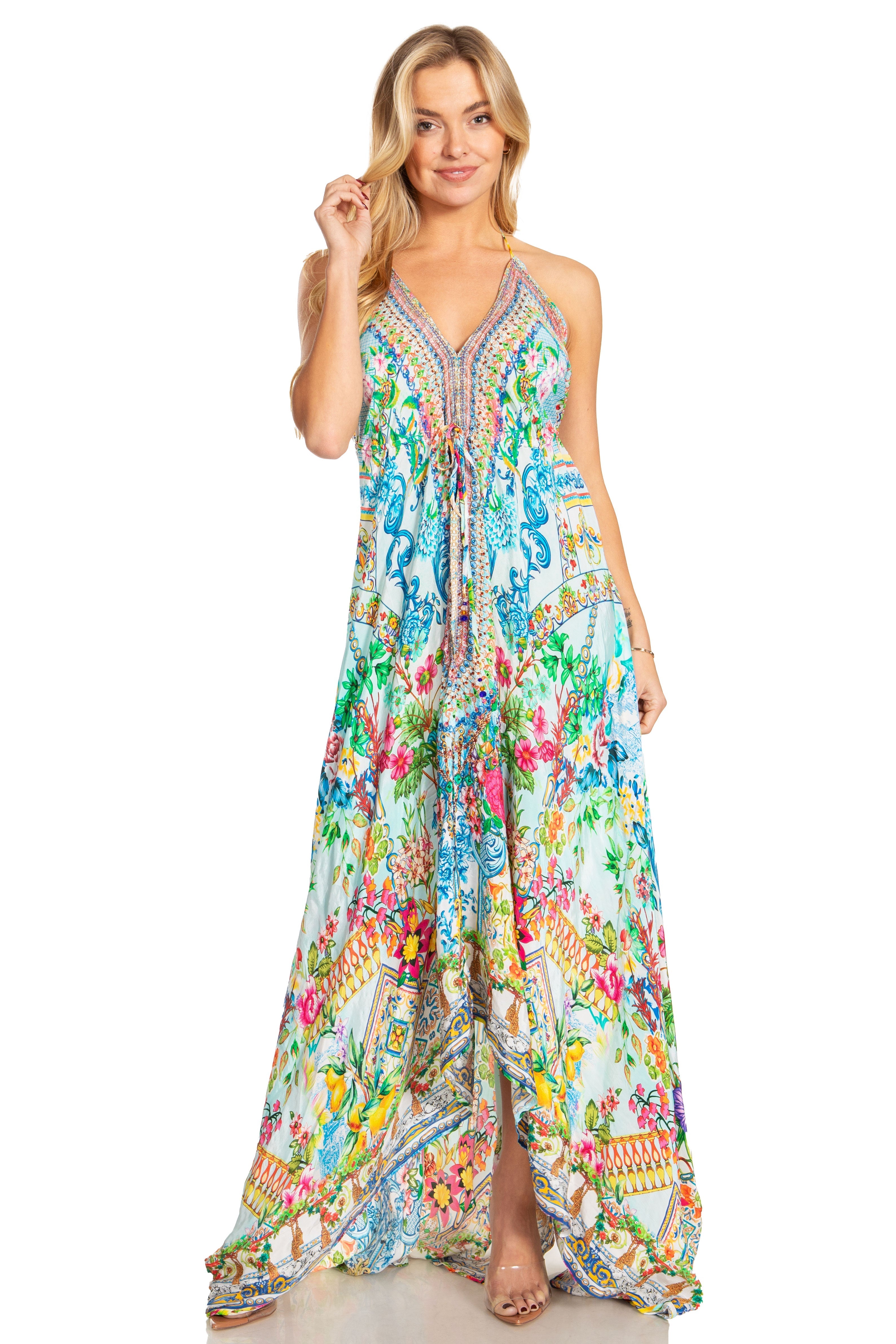 Sakkas Lizi 2025 Womens Maxi High-low Halter Handkerchief Long Dress Beach Party