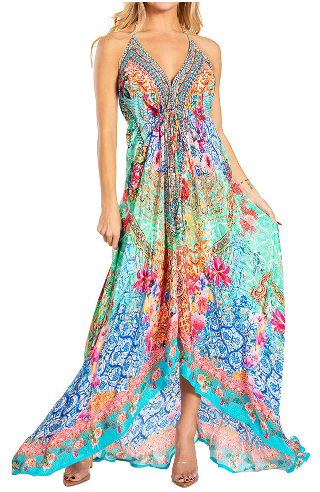 Sakkas Lizi 2025 Womens Maxi High-low Halter Handkerchief Long Dress Beach Party