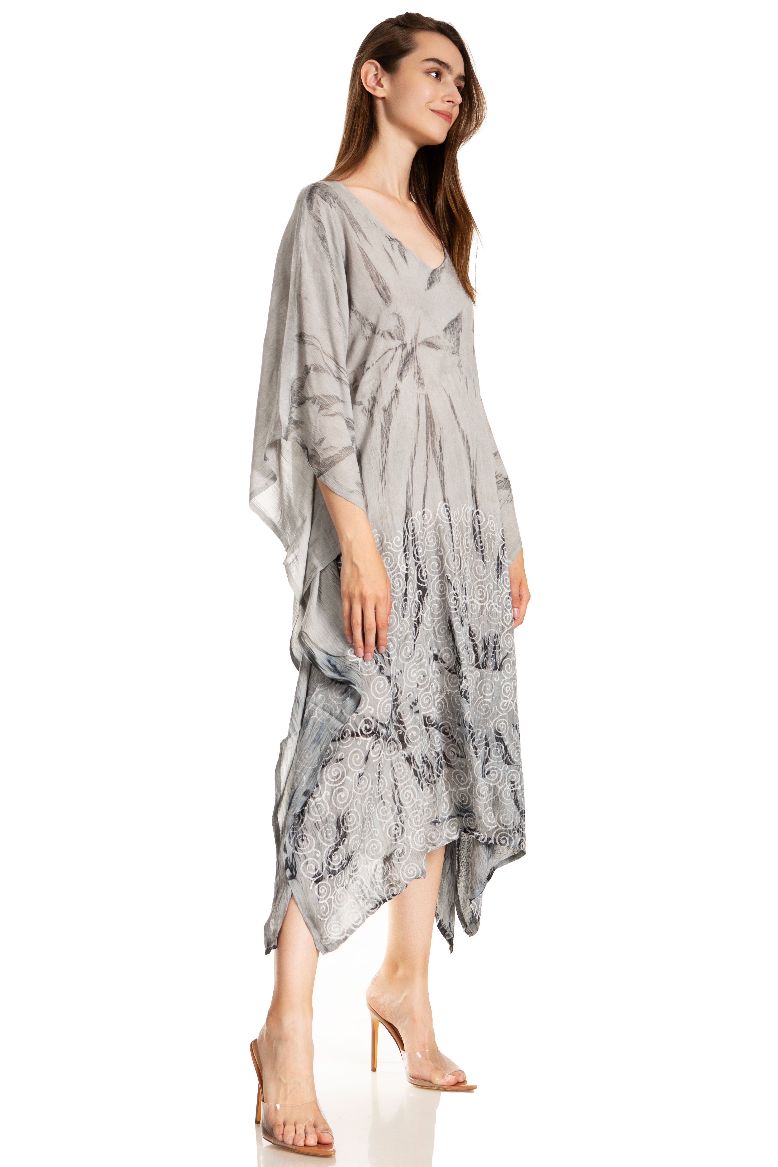 Sakkas Clementine Third Women's Tie Dye Caftan Dress/Cover Up Beach Kaftan Summer