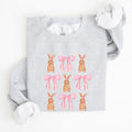Whimsical Easter Bunnies With Pink Bows Coquette Soft Girl Era Sweatshirt
