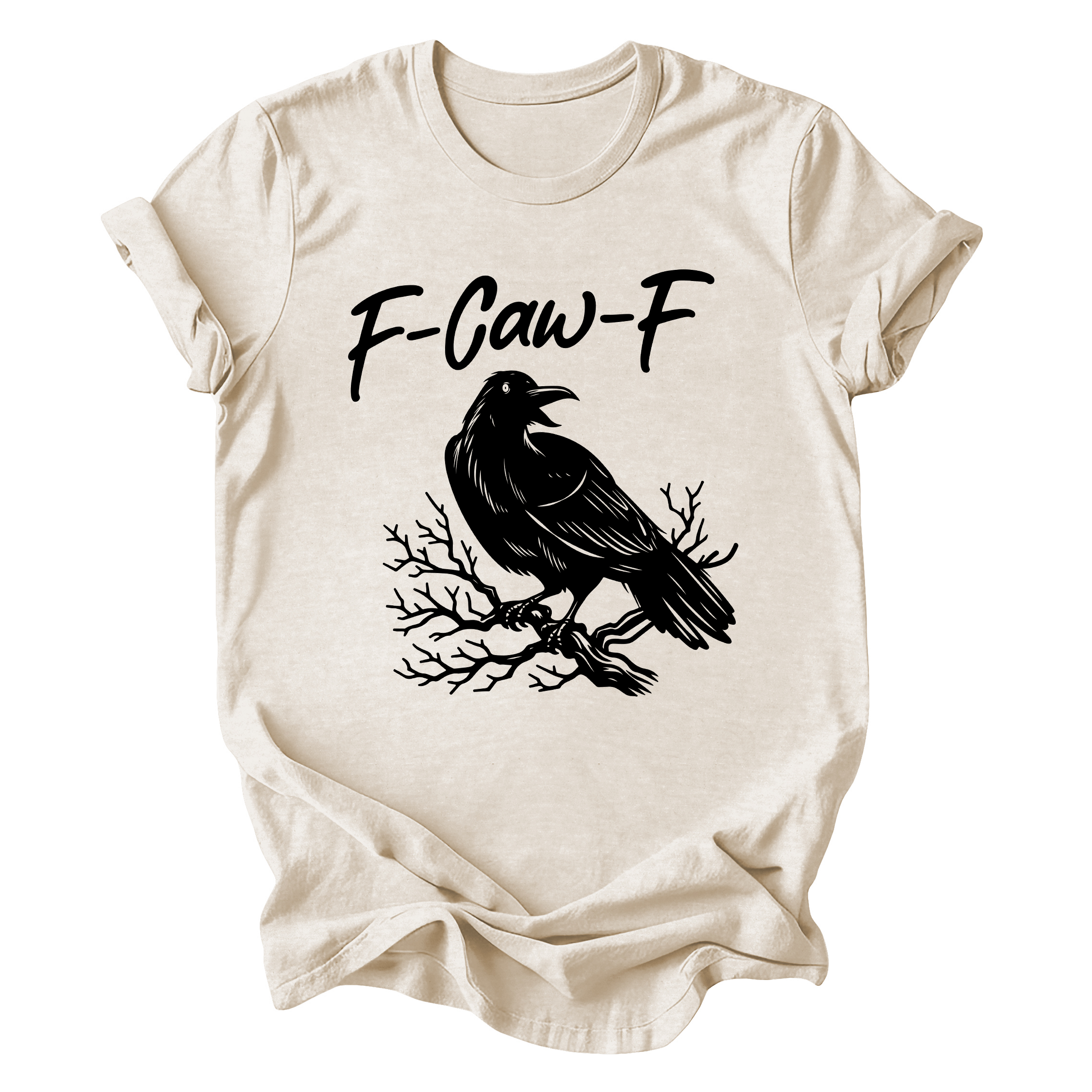 F Caw F Raven Crow Halloween Gothic Witch Spooky Dark Humor Occult Nightshade Graphic Tee