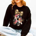 Faux Glitter Patchwork Ghost Coquette Halloween Retro Spooky Season Graphic Sweatshirt