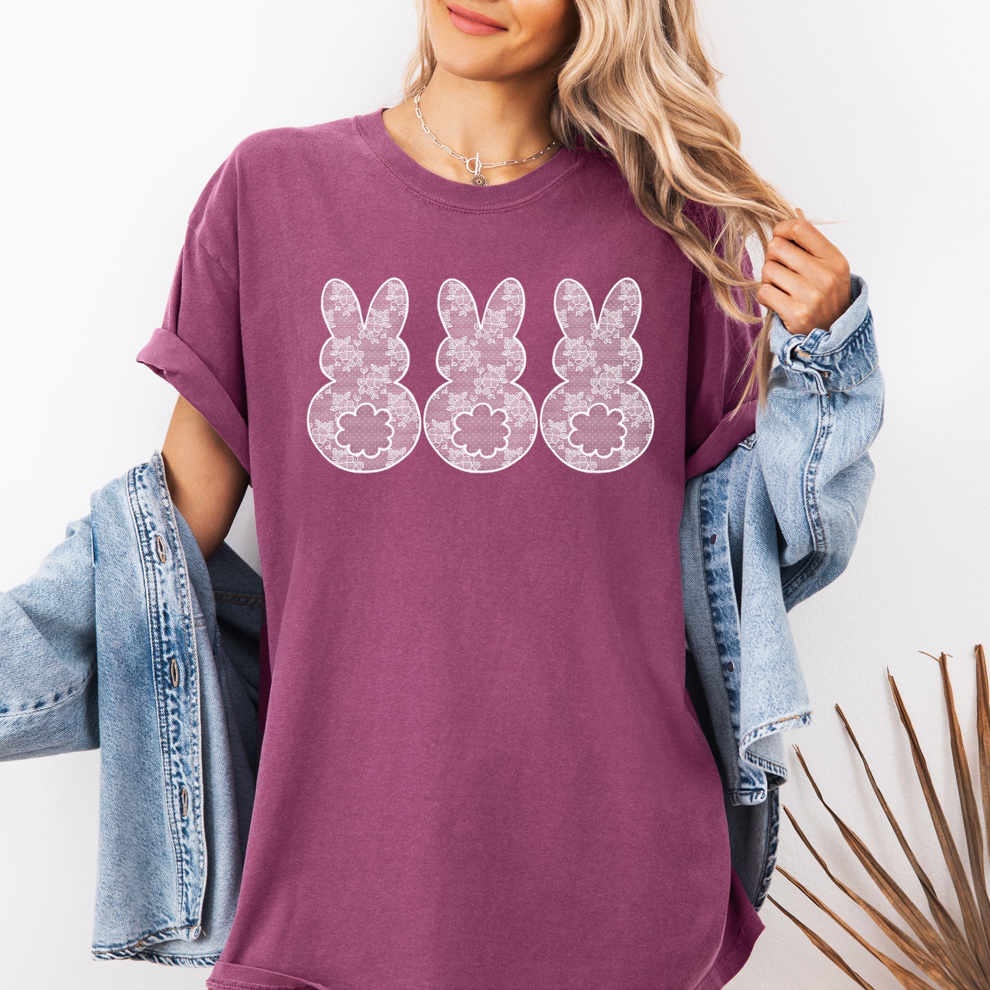 Faux Lace Bunny Coquette In A Row Easter Bunny Jesus Rabbit Holiday Comfort Colors Tee
