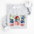 Flowers In Mason Jars All American Patriotic Floral Americana Outdoor Pride Sweatshirt