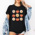 Flowers and Pumpkins Minimalist Autumn Fall Halloween Seasonal Limited Edition Graphic Tee
