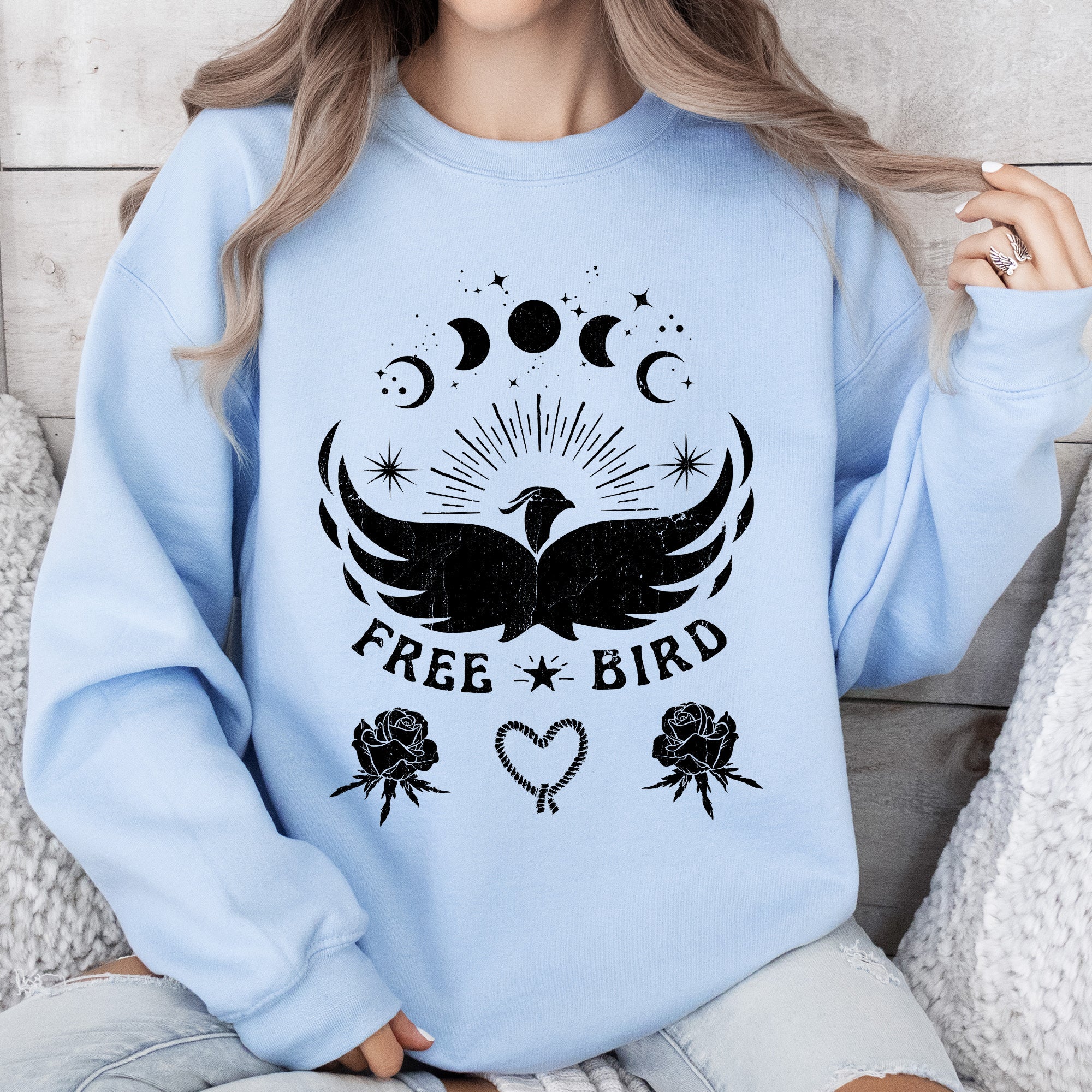 Free Bird Western Country Rock Music Cowboy Inspired Graphic Vintage Concert Sweatshirt
