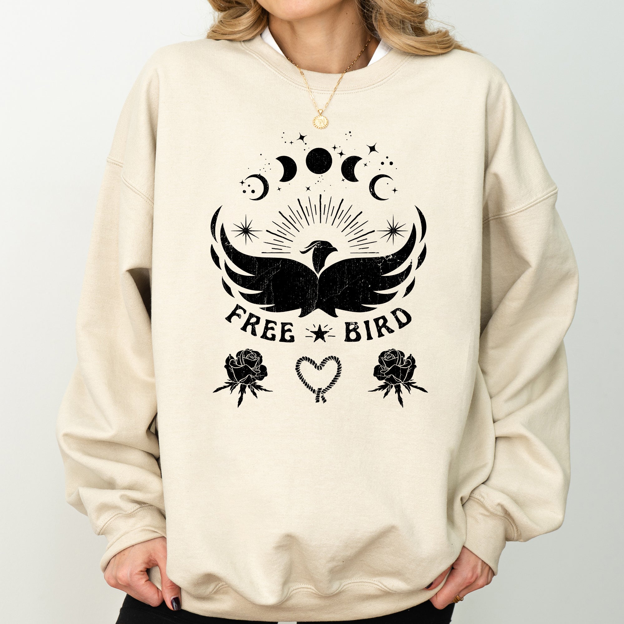 Free Bird Western Country Rock Music Cowboy Inspired Graphic Vintage Concert Sweatshirt