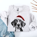 German Shorthaired Santa Christmas Dog Lover Portrait With Paws And Snowflakes Sweatshirt