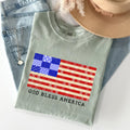 God Bless America Land That I Love USA Flag Patriotic Graphic Comfort Colors Tee