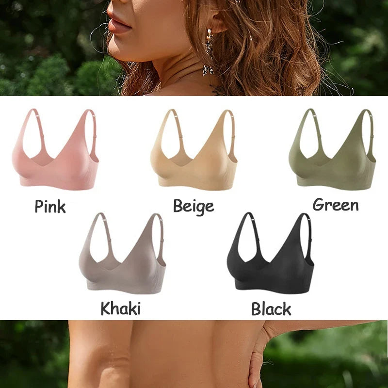 Women Seamless Bra Jelly Strip Wireless Push Up Bralette S-XL Top Sexy Lingerie Soft Tank Lady Breathable Underwear Breast Lift