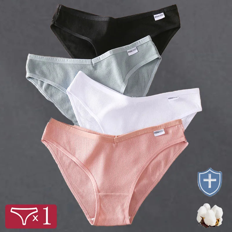 3PCS M-2XL Women Cotton Panties Briefs Female Sexy V Wasit Underwear Ladies Underpants Pantys Girls Plus Size Intimates Lingerie