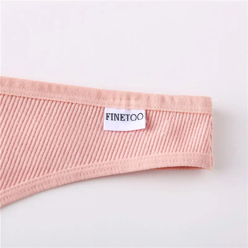 FINETOO Cotton Panties G-String for Women V Wasit Lingerie Solid Color Thongs M-XL Breathable Underwear Girls Intimates Lingerie