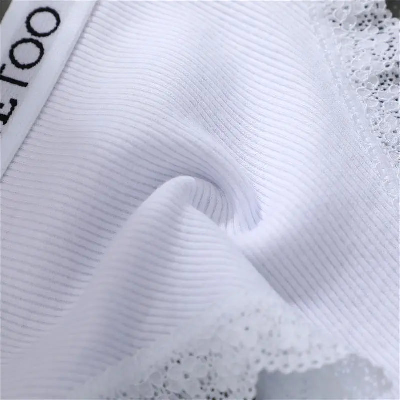 FINETOO Women Cotton Panties M-2XL Sexy Hollow Out Lace Briefs Female Letter Belt Brazil Underwear Girl Big Size Panty  Lingerie