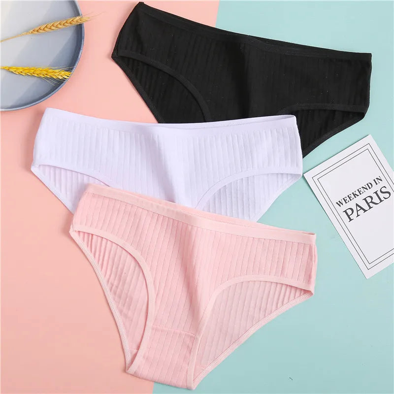 FINETOO Women Cotton Briefs Panties Female Sexy Low Waist Underwear M-XL Breathable Panty Girls Comfortable Intimates Lingerie