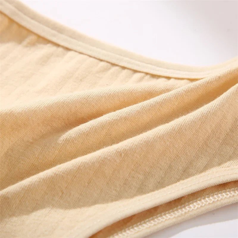 6Pcs/Set Women Cotton G-String Ribbed Panties Female Low Rise Thongs Ladies Sexy Bikini 7 Solid Color Girl Soft S-XL Intimates