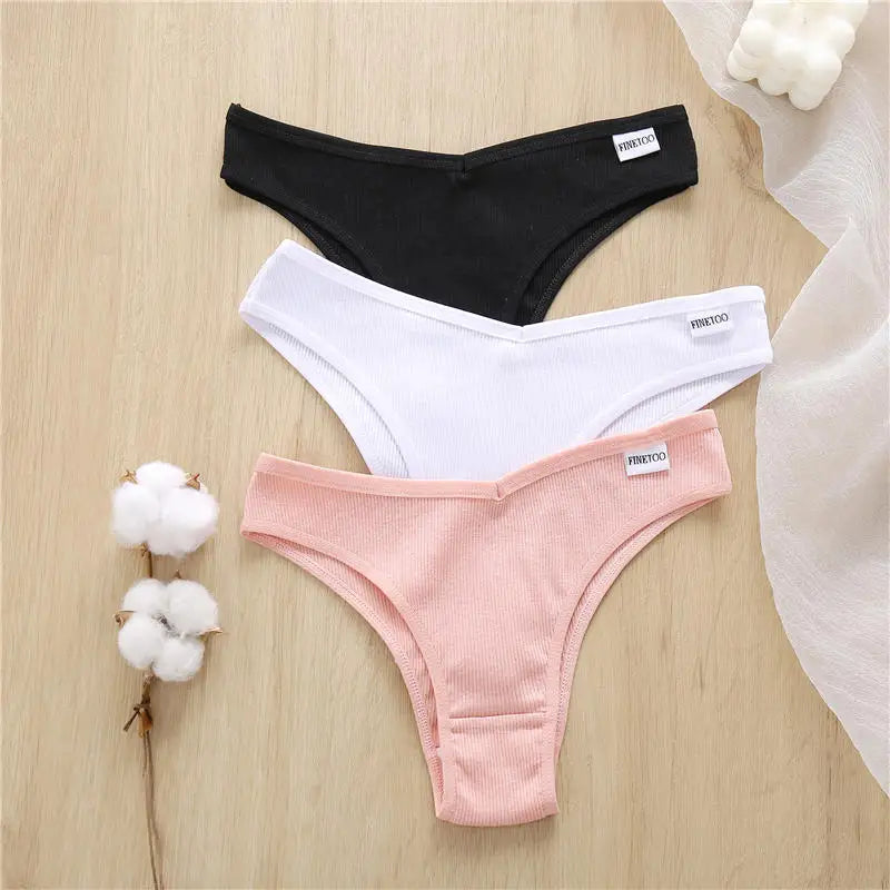 3Pcs/Set Cotton Women Briefs Sexy Low Rise Panties Female Seamless Underwear Breathable Underpants Girls M-XL Intimates Lingerie
