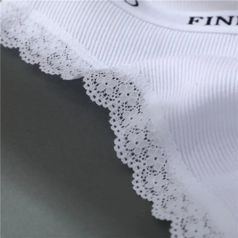 FINETOO Women Cotton Panties M-2XL Sexy Hollow Out Lace Briefs Female Letter Belt Brazil Underwear Girl Big Size Panty  Lingerie