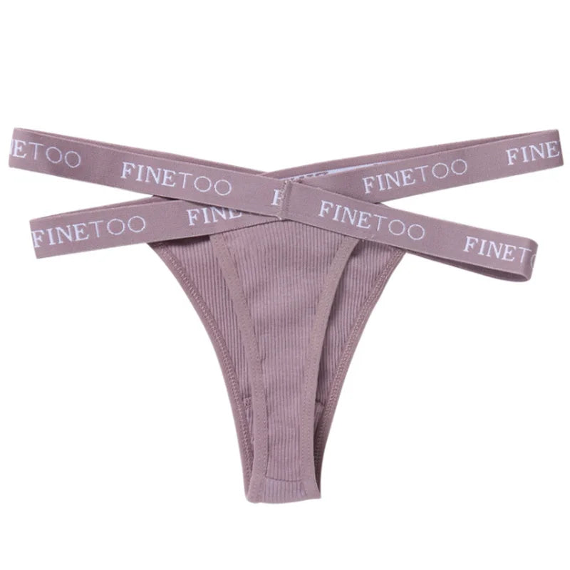 1PC FINETOO Women Panties Front Cross Cotton Lingerie Sexy Low Waist  Color Thongs Ladies Underwear Fashion Soft Underpants
