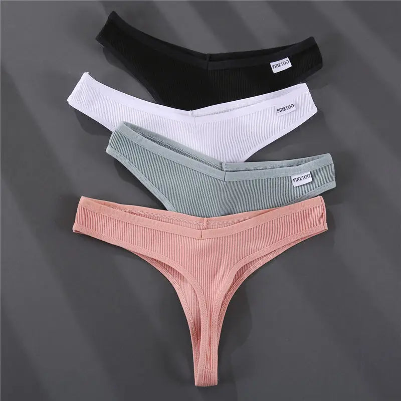 3PCS Cotton Women Thongs Panties Sexy Low Waist Cotton Briefs Female T-Back G-string Girls M-XL Intimate Lingerie