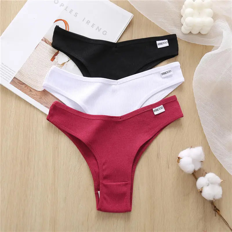 3Pcs/Set Cotton Women Briefs Sexy Seamless Brazilian Panties Female Low Rise Underwear Breathable Underpants Girls M-XL Intimate