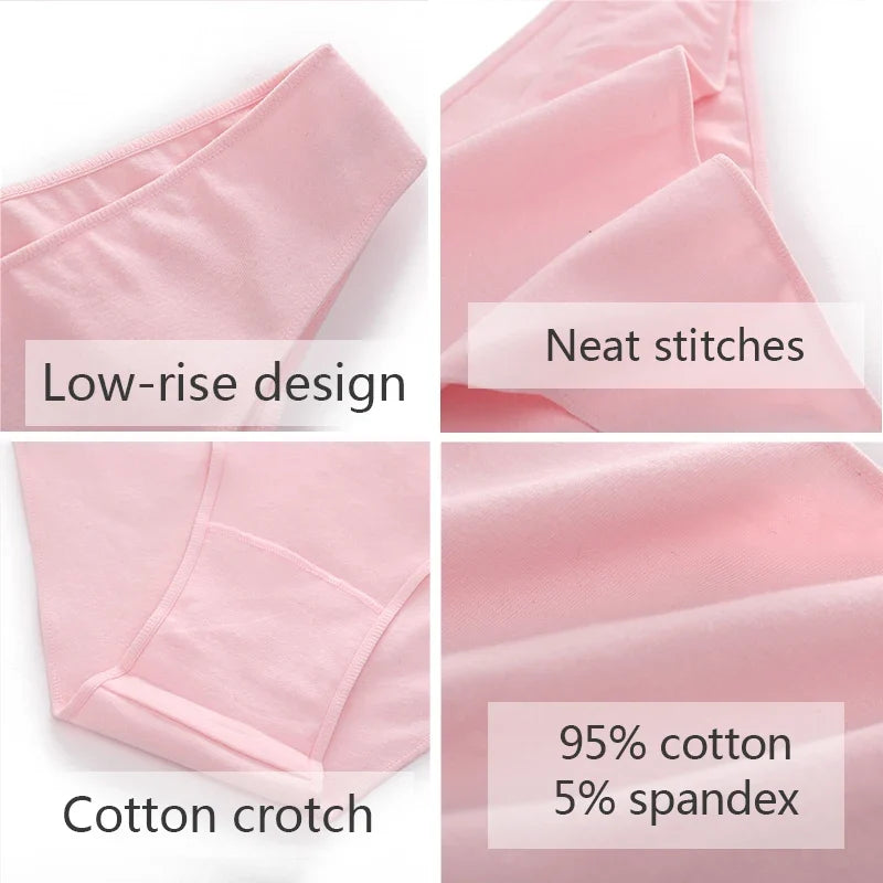 FINETOO M-2XL Cotton Panties for Women Sexy Low Waist Briefs Female Breathable Underwear Girl Intimates Lingerie Solid Color New