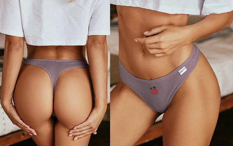 3PCS Cotton Women Thongs Panties Sexy Low Waist Cotton Briefs Female T-Back G-string Girls M-XL Intimate Lingerie