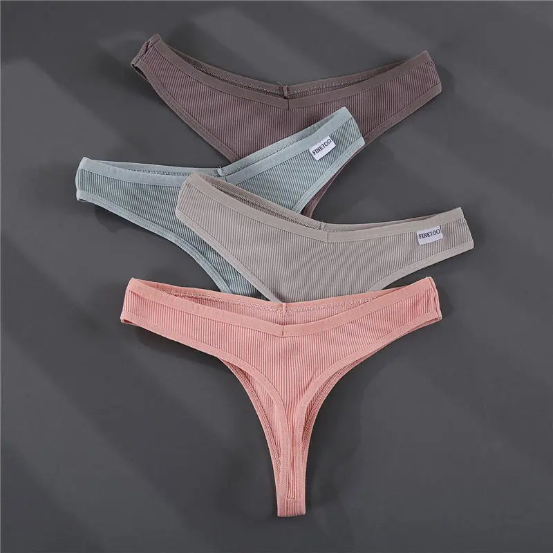 3PCS Cotton Women Thongs Panties Sexy Low Waist Cotton Briefs Female T-Back G-string Girls M-XL Intimate Lingerie